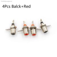 ✧┇✢ 4Pcs Balck Red Professional RCA Chassis Panel Mount Jack Plug Socket Connectors Grade Audio Connectors