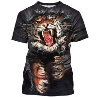 New Lion Tiger Wolf Fighting Animal Beast สิงโตดุร้ายพิมพ์ 3D Shirt New Summer Mens Casual Fashion เสื้อยืดคอกลม XXS-6XL XS-5XL