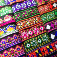 Popular Mixed Geometric Design 50MMX8YD Hand-Woven Cotton Jacquard Webbing for Clothes Cuffs Belts and Bag Sewing Accessories