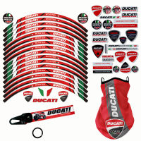 4 in 1 Strips Motorcycle Wheel Tire Stickers Car Reflective Rim Decals for Ducati + Key Strap + MaskScarf + Whole SET