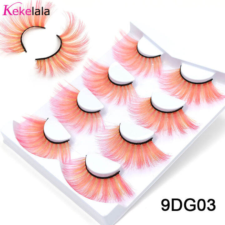 kekelala-4คู่ล็อตขนตาปลอมสียาวพิเศษ-faux-mink-rainbow-lashes-dramatic-cosplay-ฮาโลวีนรัสเซีย-cilia-จำนวนมาก