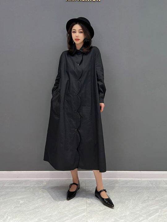 xitao-shirt-dress-simplicity-casual-loose-fashion-loose-long-sleeve-temperament-dress