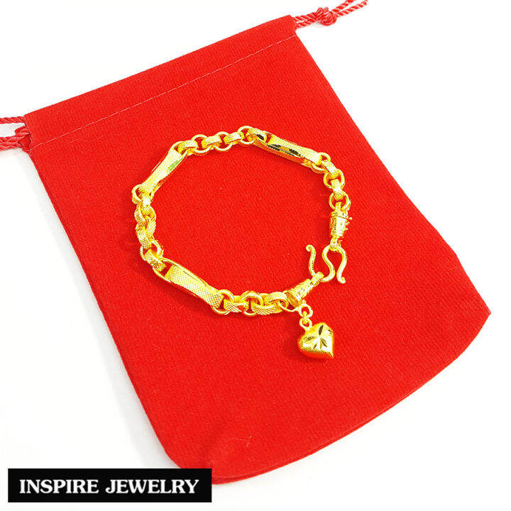 inspire-jewelry-สร้อยข้อมือลายเลส-หุ้มทองแท้-หนัก-1-บาท-งานจิวเวลรี่-งานร้านทอง-พร้อมถุงกำมะหยี่