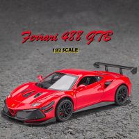 【MagicT】1:32 Scale Ferrari 488 GTB โลหะผสมสังกะสีรุ่นรถ W/ Light &amp; Sound &amp; Pull-Back Die Cast ของเล่นของขวัญคอลเลกชันสำหรับชาย