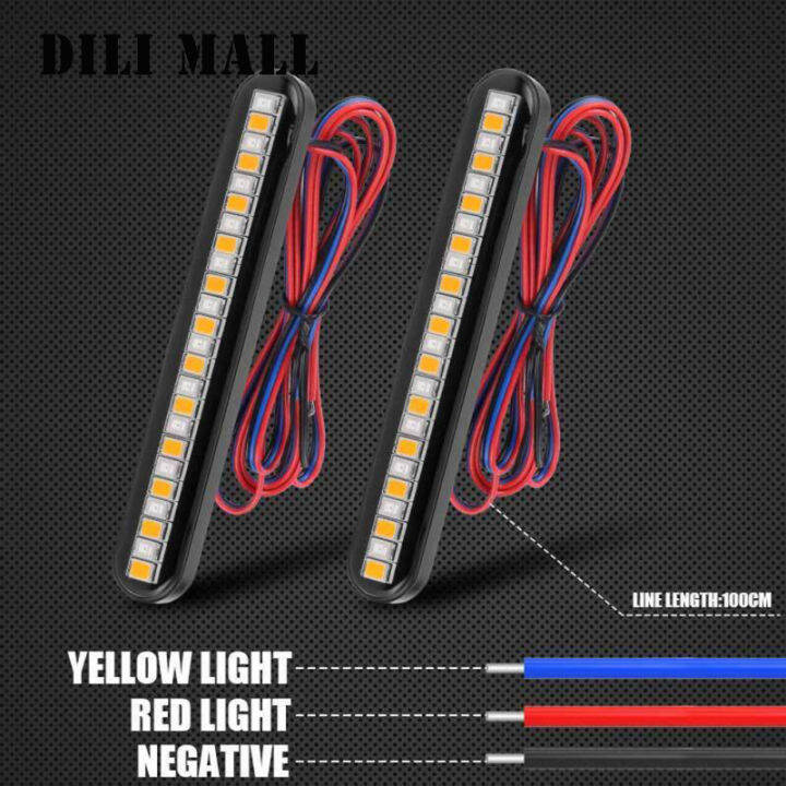 dili-ไฟเบรกท้ายแถบไฟที่บาร์ไฟมอเตอร์ไซค์-led-24ดวงสำหรับ-mall2pcs-ไฟป้ายทะเบียนรถสัญญาณเลี้ยวไหล