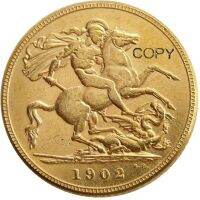 เหรียญเหรียญชุบทอง London Mint Luster Edward Vii ยอดเยี่ยม Copy Coin จำนวน9ชิ้น