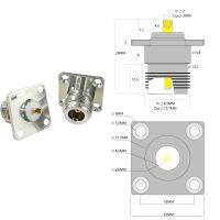 1pc N Type Female Jack RF Coaxial Connector 4-hole Panel Mount Chassis with Solder Cup Welding Terminal