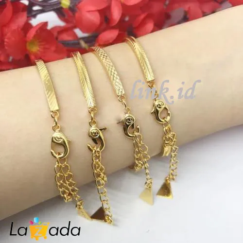 Gelang Tangan Wanita Lv Rosegold Black White Rantai Titanium Anti  Karat&Luntur