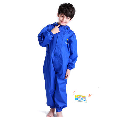 VILEAD Thick Children Raincoat Polyester Cute Baby Solid Outdoor Rain Coat Waterproof Jumpsuits Poncho Big Hat Student Rainwear