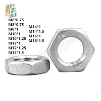 5-10Pcs Fine Thread M6 M8 M10 M12 M14 M16 Pitch 0.75/1/1.25/1.5 304 A2 Stainless Steel Flat Hex Hexagon Thin Jam Nut DIN439 Nails Screws Fasteners