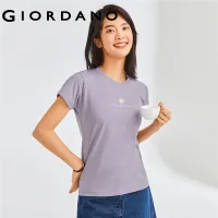 Giordano ผู้หญิง เสื้อยืดคอกลมแขนสั้นผ้าฝ้ายพิมพ์ลายตัวอักษร Free Shipping 13392202