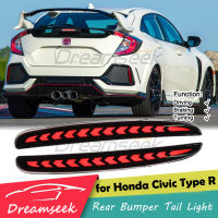 LED สะท้อนหลังกันชนหางไฟสำหรับฮอนด้า Civic Type R Hatchback / Si ซีดาน2017-2021หยุดเบรกโคมไฟแบบไดนามิกสัญญาณเลี้ยวต่อเนื่องควันเลนส์ # LX