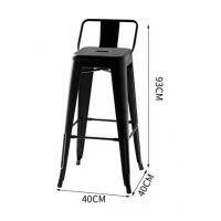 Chair steel bar stool with backrest, size 40x40x90 cm, black