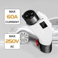 สำหรับเทสลาที่จะ J1772 Type1 EV 60A อะแดปเตอร์ชาร์จในรถยนต์กันน้ำ250V ที่ชาร์จแบตรถสกู๊ตเตอร์อะไหล่อะแดปเตอร์แบบพกพาพร้อมล็อก2อัน