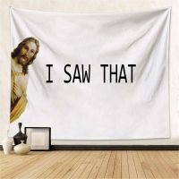 【CW】◕┇  Christ I Saw That Tapestry Wall Hanging Tapestries Meme Blanket Room Dormitory Decoration