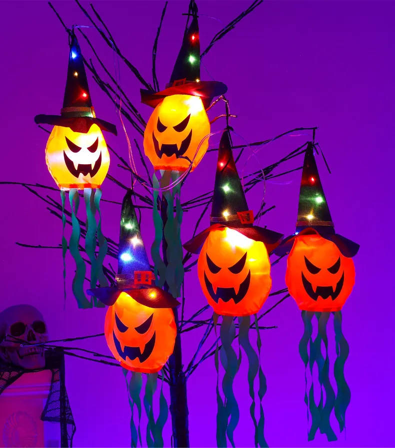 Halloween Decoration LED Colorful Lights Flashing All Over the Sky Star  Ghost Festival Dressing up Halloween Wizard Pumpkin Lantern String