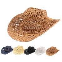 【CW】 Hollow Outdoor Breathable Hand Knitted Sunshade Cowboy Hats for Men