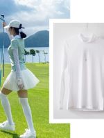 ▣◐ 2022 Spring New Style Golf Womens Outdoor Sun Protection Inner Ultra-Thin Ice Silk Bottoming Shirt POLO Shirt Short Sleeve