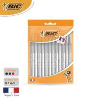 BIC บิ๊ก ปากกา Round Stic ปากกาลูกลื่น เเบบถอดปลอก หมึกดำ หัวปากกา 0.7 mm. จำนวน 12 ด้าม