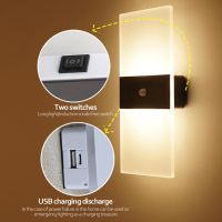 hot！【DT】 Lights Wall Lamp Bedside Table Battery USB Recharge Fixture Sconce Indoor Sensor Lighting