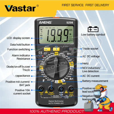 Vastar Ultra-Thin Digital Multimeter SZ08 Storage Professional Multimetro Auto Voltmeter AC DC 220V ตัวเก็บประจุความต้านทาน Testers