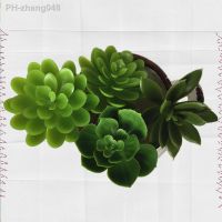 3 PCS Faux Bouquet Artificial Fake Succulents Pick Flocked Greenery House Plants Unpotted Small Juicy