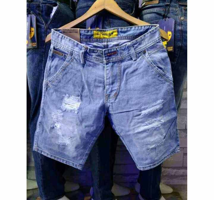 Promo celana pendek pria jeans sobek premium distro cowok keren dan