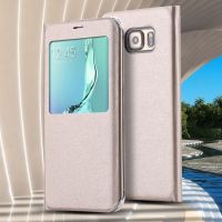 ELEGANT YKSPACE เคสหนัง PU คุณภาพสูงสำหรับ Samsung Galaxy S6ขอบ S7 S8 S9 Plus Note 9ฝาครอบโทรศัพท์ Windows Clear View