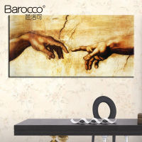 Barocco Hand Painted Modern Simple Style Oil Painting Abstract Retro Oil Painting on Canvas Creation of Adam for Home Art Decoration Gift 50x100cm 60x120cm 70x140cm 80x160cm Big Size