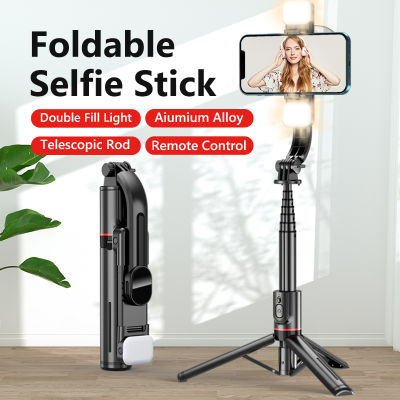 Selfie Stick พร้อมเติมแสงไร้สายบลูทูธพับขาตั้งกล้องสำหรับ 13 14 Pro Max ซัมซุง Xiaomi มาร์ทโฟน