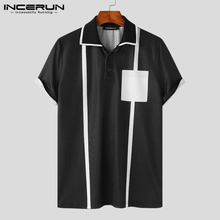 incerun-เสื้อทีเชิ๊ตชายพอดีตัวสำหรับคาร์โก้เสื้อชิ้นบนแขนสั้นเสื้อเชิ๊ตลำลองของ-henley-tops-สไตล์เกาหลี