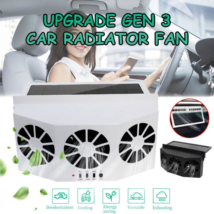 FUVOYA Solar Power Car Fan 3Fan Car Exhaust Fan Air Purifier Car