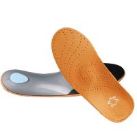 Unisex Premium Leather Orthotic Flat Foot Shoe Insoles High Arch Support Orthopedic Pad for Correction OX Leg Health foot Care