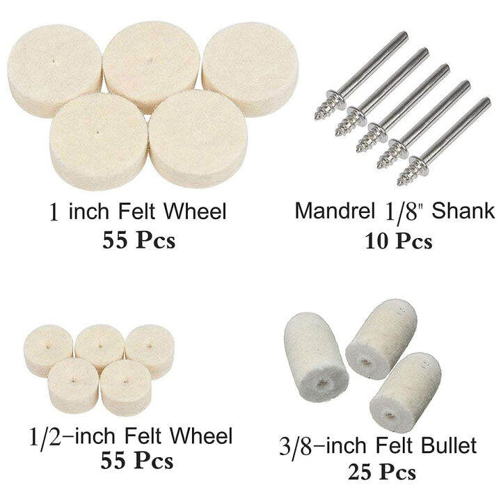 cw-145pcs-wool-felt-mounted-polishing-buffing-wheel-od-3-20mm-grinding-head-for-dremel-drill-rotary-tool-3mm-shank