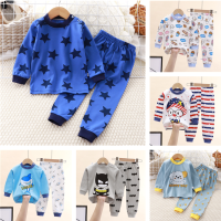 QINN Kids Boy 100% Cotton Pyjamas Long Sleeve Shirt + Long Pant Trousers 2pcs Clothes Outfits Suit Baju tidur newborn bayi (0 - 8yrs)