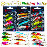 Sougayilang เหยื่อตกปลา Minnow 4ชิ้นเหยื่อแข็งปลอม Popper ลอยล่อเบส Crankbait แท็กเกิล