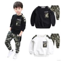 LOK01326 Camouflage Printed Boys Sets Casual Long Sleeve Shirts Trousers 2PCS Boys Terno For Kids