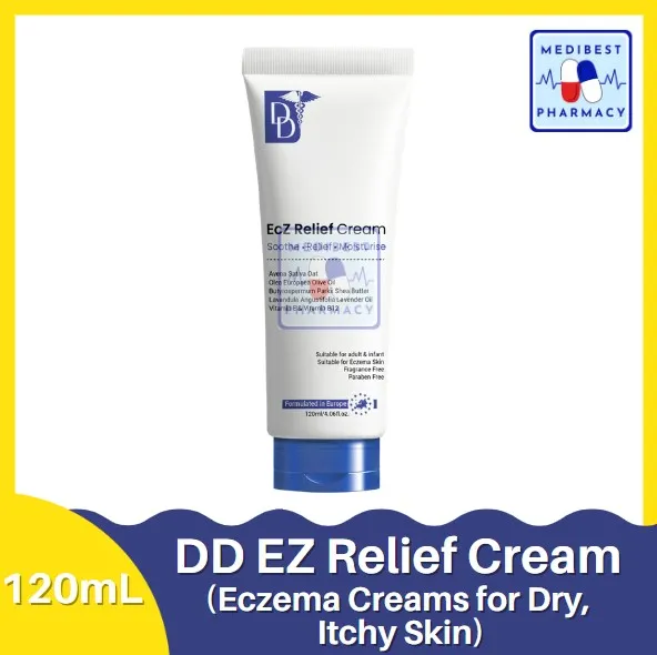 DD EZ Relief Cream 120mL (Eczema Creams for Dry, Itchy Skin) With Free