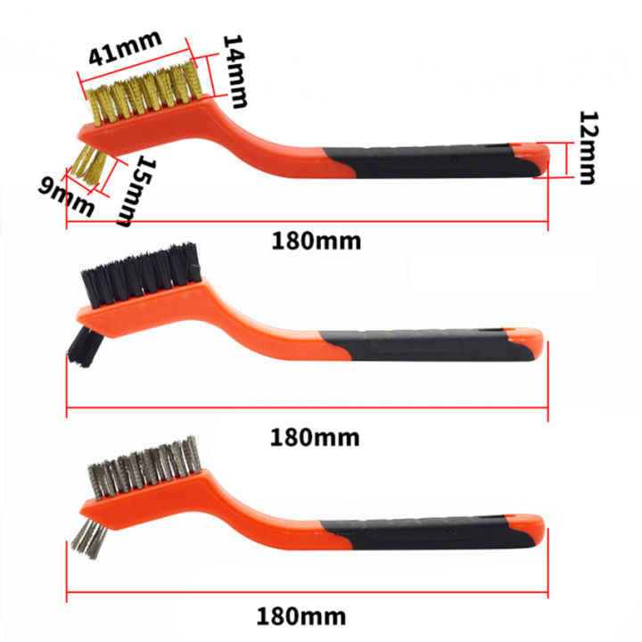 3Pcs/Set 7 inches Stainless Steel Brush Brass Cleaning Brush Polishing Rust  Remover Metal Wire Brush Cleaning Tool Family