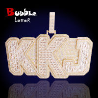 CWBubble Letter Big Siamese Baguette สร้อยคอ Custom ชื่อ Chain สำหรับผู้ชาย Iced Out จี้ Hip Hop Rock Rapper เครื่องประดับ