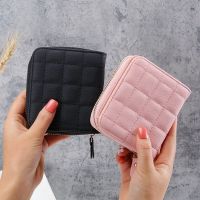 Fashion Short Wallets for Women PU Leather Female Plaid Purses Card Holder Wallet Small Zipper Wallet with Coin Purse Clutch Bag