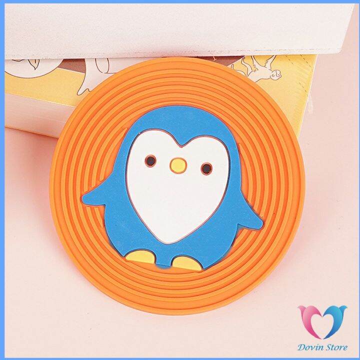 dovin-วัสดุกันลื่น-ทนความร้อน-ล้างได้-ที่รองแก้ว-pvc-ลายการ์ตูน-cartoon-pvc-coaster