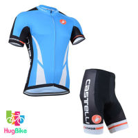 ชุดจักรยานแขนสั้นทีม Castelli 14 (06) สีฟ้าขาว