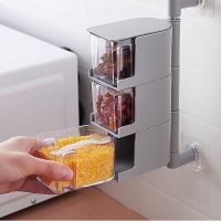 【CW】 1PC Rotating Seasoning Storage Boxes Spice Jar Condiment Spices Wall Hanging Organizer Accessories