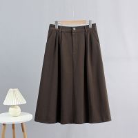 Big Size XL-4XL Womens Solid Color Pleated Autumn Winter New Skirts Ladies Elastic Waist A-line Officewear Midi Skirts