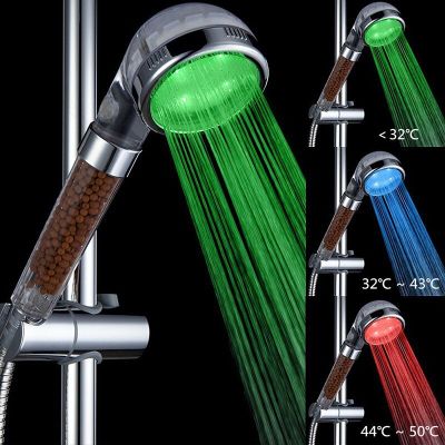 Pressurized wate Big LED Shower Head Sprinkler Negative Ions Anion Temperature Sensor RGB Color  by Hs2023