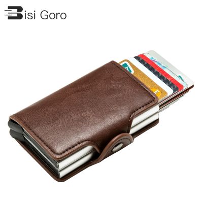 （Layor wallet）  BISI GORO 2022สมาร์ทผู้ชายกระเป๋าสตางค์กล่องคู่ผู้ถือบัตรกรณี RFID ปิดกั้นกระเป๋าป้องกันการโจรกรรมหนัง PU กระเป๋าสตางค์กระเป๋าเดินทางกระเป๋าเงิน