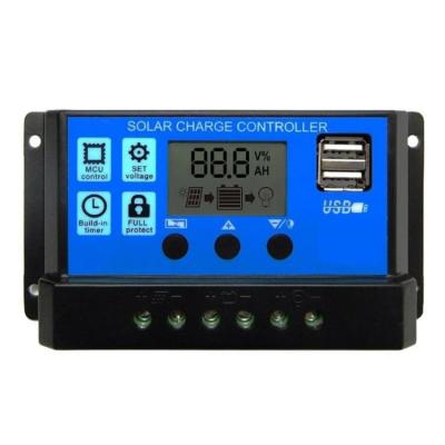 PWM 30A Solar Charge Controller 12V 24V LCD Display Dual USB Solar Panel Charger