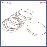 Veli Shy เซ็ตกำไลกำไลลวดขยายได้10ชิ้นสำหรับผู้หญิง65มม. DIY การทำเครื่องประดับ