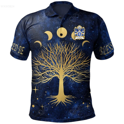Style Summer 2023 NEW Caradog Freichfras Earl Of Hereford Welsh Family Crest Polo Shirt - Moon Phases &amp; Tree Of Lifesize：XS-6XLNew product，Canbe customization high-quality
